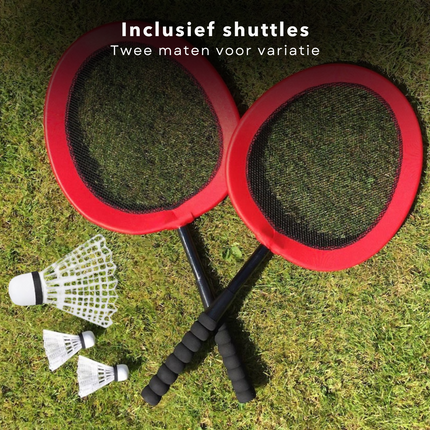 Cheqo® XL Badminton Set - Grote Badminton Rackets voor Kinderen - Inclusief Shuttle - Kindvriendelijk Ontwerp