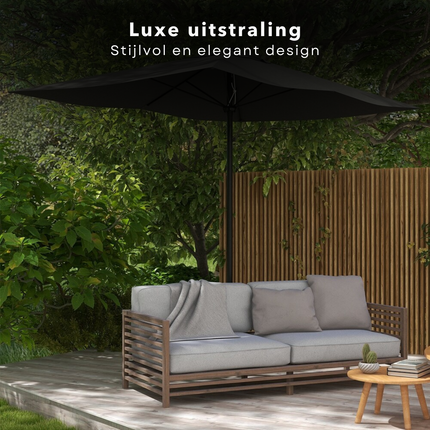 Cheqo® Luxe Parasol - Stokparasol - Zonwerend Textiel - Aluminium - Luxe Tuinparasol - Zwart