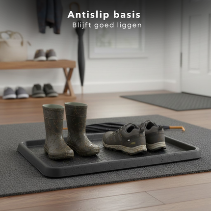 Cheqo® Laarzentray - Schoenenbak - Schoenentray - Laarzenbak - Schoenbak - Schoenmat - Schoenenmat - Laarzenmat - Schoenen Opvangbak - Laarzen Opvangbak - Tray voor Schoenen - Tray voor Laarzen - Zwarte Laarzentray