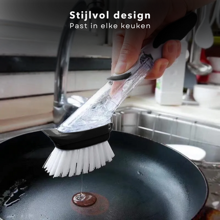 Cheqo® Afwasborstel met Zeepdispenser - Afwas Borstel met Schuurspons - Keuken Schoonmaakborstel