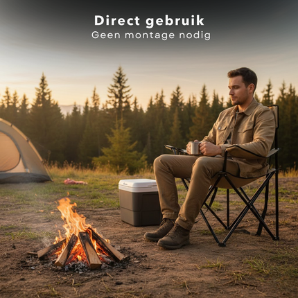 Cheqo® Opvouwbare Campingstoel - Inklapbare Campingstoel - Metalen Campingstoel - Campingstoel met Bekerhouder - Campingstoel Lichtbruin