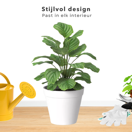 Cheqo® Ronde Witte Bloempot - Plantenbot Wit - 25cm - Kunststof Pot voor Binnen en Buiten