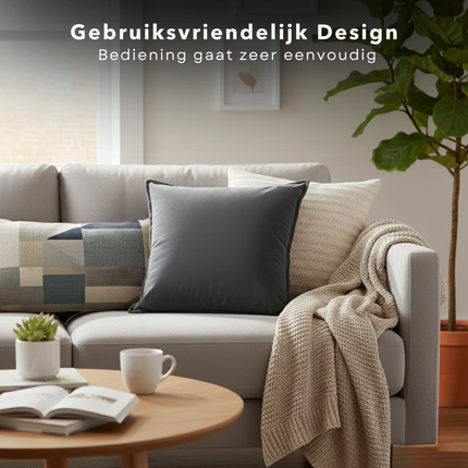 Cheqo® Verwarmd Kussen - Warmtekussen Elektrisch - Draadloos Warmtekussen - Oplaadbaar Kussen Verwarming - Meerdere Warmtestanden - Warmtekussen Voor Bank - Warmtekussen Voor Stoel - Zachte Hoes - Warmte Kussen