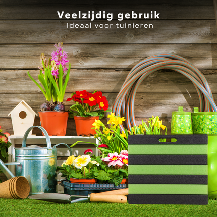 Cheqo® Kniemat Tuin -Knielkussen - Kniemat voor Klussen - Comfortabele Kniebescherming - Zwart/Groen - Tuinaccessoires
