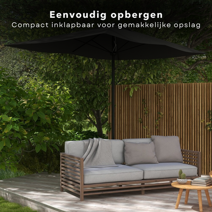 Cheqo® Luxe Parasol - Tuinparasol - Balkonparasol - Donkergrijs - UV-bescherming - Weerbestendig - Waterafstotend