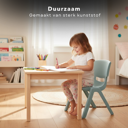 Cheqo® Kinderstoeltje - Kinderstoel - Kinderstoel Blauw - Kinderstoeltje Blauw - Kinderstoel Kunststof - Kinderstoeltje Kunststof - Kinderstoel voor Peuter - Peuterstoeltje - Peuterstoel - Kinderstoel Binnen - Kinderstoel Buiten