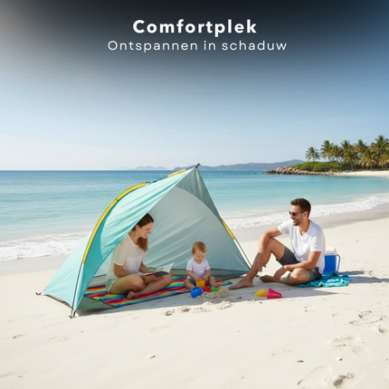 Cheqo® Strandtent - Strand Shelter - Beach Shelter - Strand Shelter Pop Up - Pop Up Strandtent - Pop Up Tent Strand - Strandtent Pop Up - Strandtentje - Groen Strandtent