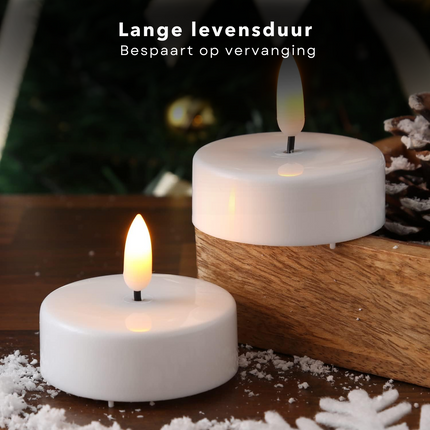Cheqo® Oplaadbare LED Kaarsen met Bewegende Vlam - 9-Delig - Witte Wax - Met Afstandsbediening - Nep Kaarsen met Flikkerende Vlam - Dinerkaarsen