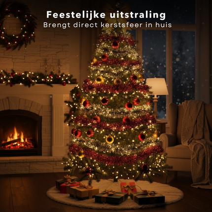 Cheqo® Kerstverlichting Binnen En Buiten - 120 LED Lampjes - Warm Wit Licht - 15 Meter Lichtslinger - Kerstlampjes - Kerstboomverlichting - IP44 Waterdicht - Sfeervolle Uitstraling - Kerst Lampjes - Kerstboom Decoratie