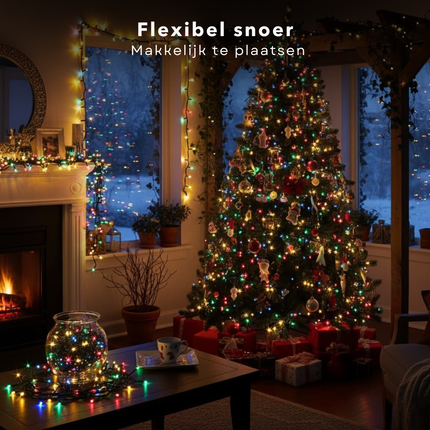 Cheqo® Kerstverlichting Multicolor - LED Lichtsnoer - 720 LED Lampjes - 54 Meter Lengte - Binnen En Buiten - Groen Snoer - IP44 Adapter - Kerstboomverlichting - Feestverlichting - Lichtslinger - Veelkleurig - Kerstlampjes