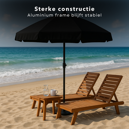 Cheqo® Tuinparasol Antraciet 250 cm - Parasol - Verstelbaar Aluminium Frame - Waterdicht Polyester