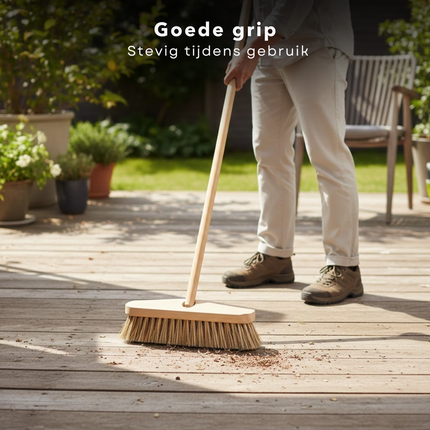 Cheqo® Luiwagen - Schrobbezem - Schrobborstel - Schrobber - Luiwagen Borstel - Schrobbeze - Schrobborstel Zonder Steel - Houten Luiwagen - Houten Schrobborstel - Bruine Luiwagen - Vloer Schrobborstel
