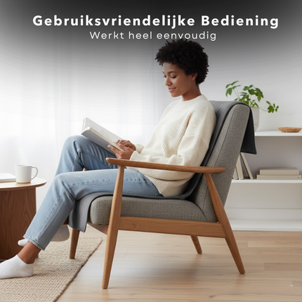 Cheqo® Verwarmd Stoelkussen - Elektrisch Kussen - Draadloos Warmtekussen - Oplaadbare Accu - Meerdere Warmtestanden - Stoelverwarmer - Stoelverwarming - Stoel Verwarming - Compact En Licht - Stoelverwarming
