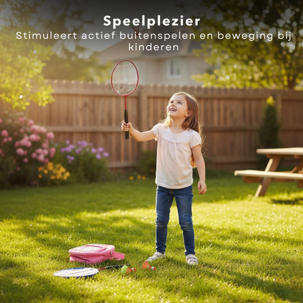 Cheqo® Mini Badmintonset - Badmintonset Kinderen - Badmintonset Vanaf 3 Jaar - Badmintonset 2 Spelers - Badmintonset met Shuttles - Badmintonset met Rackets - Badminton Set met Hoes