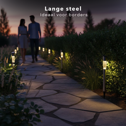 Cheqo® Solar Tuinlamp - Solar Tuinverlichting - Tuinlamp op Zonne Energie - Tuinverlichting op Zonne Energie - Solar Buitenlamp - Buitenlamp op Zonne Energie - Solar Tuinlamp Staand - Staande Solar Lamp - Solar Priklamp