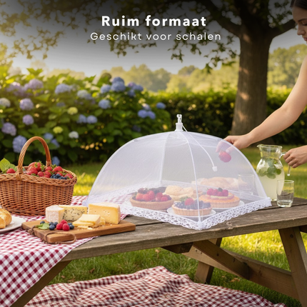 Cheqo® Vliegenkap - Voedselkap - Voedselkapje - Voedselafdekking - Voedselhoes - Eten Afdekken - Afdeknet - Afdekkap - Insectenkap - Insectennet - Vliegen Net - Vliegenkapje - Vliegenkap Eten - Witte Vliegenkap - Witte Voedselkap