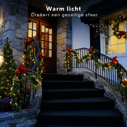 Cheqo® Verlichte Kerstster - Kerstkrans - Deurkrans - Kerst Ster Zwart - 40 cm - Microled - Metalen Decoratie voor Binnen