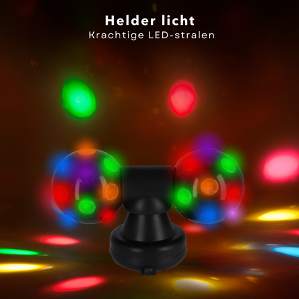 Cheqo® Dubbele Discobal Zwart - Discobol Feestverlichting - 10 cm LED - Draaiende Party Lamp