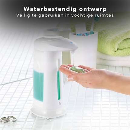 Cheqo® Automatische Zeepdispenser - Zeeppompje - Zeeppomp Contactloos 330 ml - Zeeppompje - Wit - Voor Vloeibare Zeep en Handgel