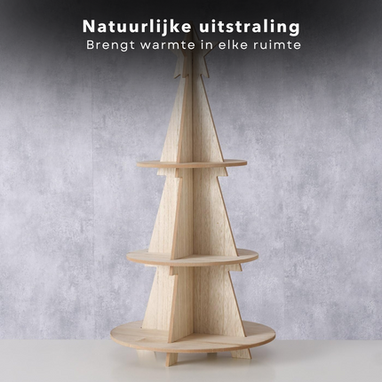 Cheqo® XL Kerst Etagere - Hout - Kerstdecoratie - Kerstboom Etagere - Kerst Serveerplank - Serveertoren - Serveerschaal - Kerstontbijt - Kerstdiner