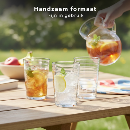 Cheqo® Drinkglazen - Drinkglazen Set - Waterglazen - Waterglazen Set - Drinkglas - Waterglas - Limonadeglazen - Frisdrankglazen - Sapglazen - Theeglazen - Tumbler Glazen - Glazen Set - Transparante Drinkglazen