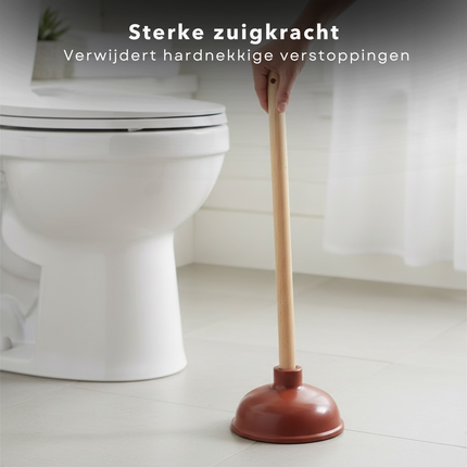 Cheqo® Ontstopper - WC Ontstopper - Toilet Ontstopper - Gootsteen Ontstopper - Afvoer Ontstopper - Plopper - Ontstopper met Steel - Rubberen Ontstopper