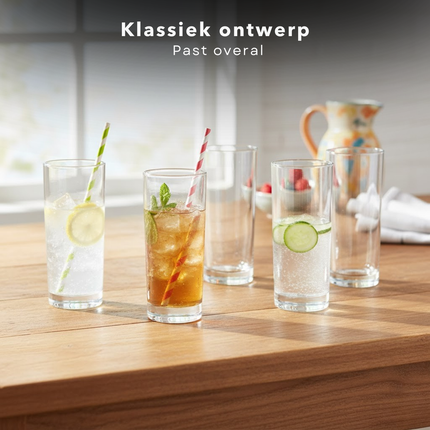 Cheqo® Longdrinkglazen Set - Longdrinkglazen - Longdrink Glazen - Drinkglazen Set - Drinkglazen - Waterglazen Set - Waterglazen - Longdrinkglazen Set 6 - Longdrinkglazen Transparant - Transparante Drinkglazen