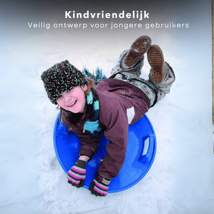 Cheqo® Ronde Slee - Sneeuwslee - Snelle Slee - Slede - Glijschotel - Kinderslee - Blauw met Grepen