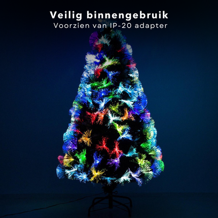 Cheqo® Kunstkerstboom Met Verlichting - Kerstboom met Kerstlampjes - Kerstboomverlichting - 90 cm - Multicolor LED - Fiber Optic - Binnengebruik