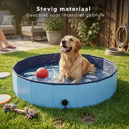 Cheqo® Hondenzwembad - Zwembad Voor Honden - Hondenbad - Honden Zwembad Opvouwbaar - Zwembad Voor Huisdieren - Dierenzwembad - Blauw Hondenzwembad - Hondenzwembad Middelgrote Honden