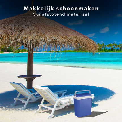 Cheqo® Koelbox - Coolbox - Frigobox - 10L - Blauw-Wit - Draagbaar - Handig Hengsel