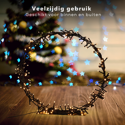 Cheqo® Verlichte Kerstkrans - 300 LED - Deurkrans met LED - Kerstkrans met Kerstlampjes - Ø60 cm - Warm Wit LED - Binnen & Buiten