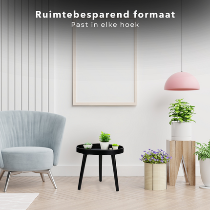 Cheqo® Ronde Bijzettafel Zwart - Nachtkastje - Rond Tafeltje - Bijzet Tafel - Salontafel - Modern Design - Hout - Stijlvol en Functioneel