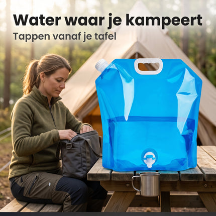 Cheqo® Waterzak Set van 4 - Opvouwbare Jerrycan met Tapkraan - Watertank - Watercontainer - Waterreservoir - Wateropslag - Waterkan met Kraantje - Drinkwater voor Camping - Kamperen - Noodvoorraad - Outdoor - voor Festival - Lifestyle