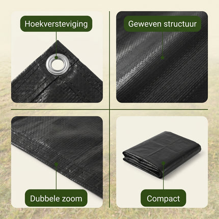 Cheqo Grondzeil 3x4m Zwart infographic 3