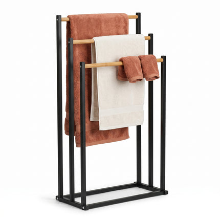 Cheqo® Handdoekrek Bamboe en Metaal - Hero