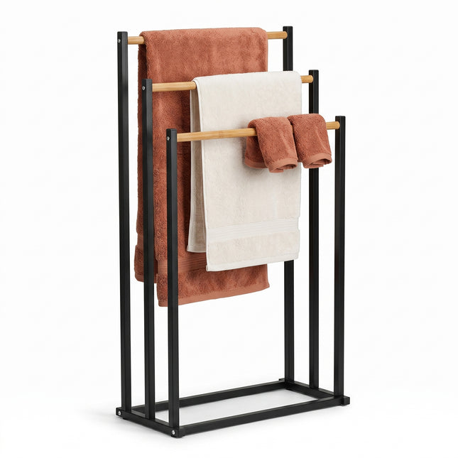 Cheqo® Handdoekrek Bamboe en Metaal - Hero