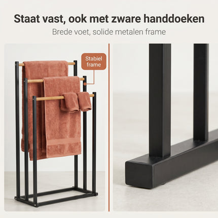 Cheqo® Handdoekrek Bamboe en Metaal - Bezwaarkiller