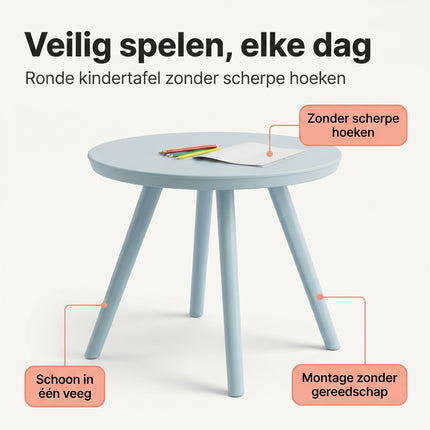 Cheqo® Kindertafel Rond Pastel Blauw - Benefit Map