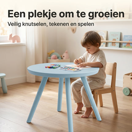 Cheqo® Kindertafel Rond Pastel Blauw - Lifestyle