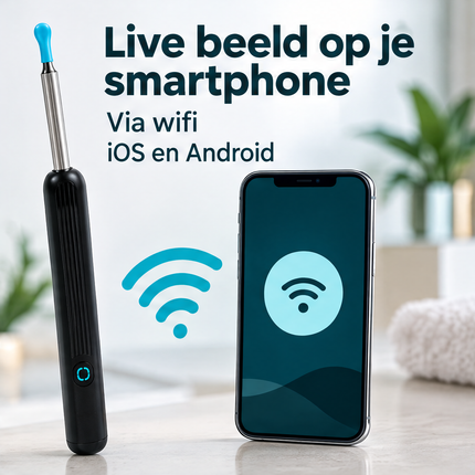 Cheqo® Oorsmeer Verwijderaar met Camera - Oorreiniger - Oor Camera - Ear Cleaner - Oren Schoonmaken - Otoscoop - Oorlepel - Oorsmeer Verwijderen - Earscratcher - Ooreiniging - met WiFi en App op Smartphone - HD Camera — infographic 3