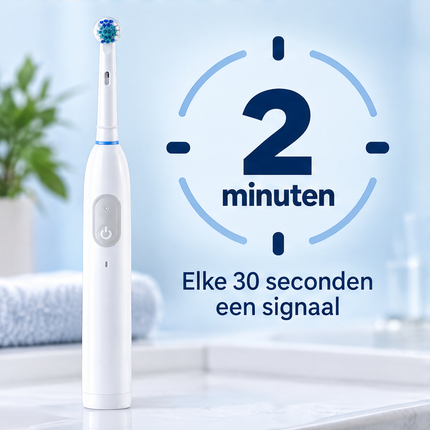 Cheqo® Elektrische Tandenborstel - Roterend - Oplaadbaar - Ronde Borstelkop - 3 Poetsstanden - 2-Minuten Timer - met Reisetui - Opzetborstels - Wit - voor Volwassenen - Oscillerend - USB-C — infographic 4
