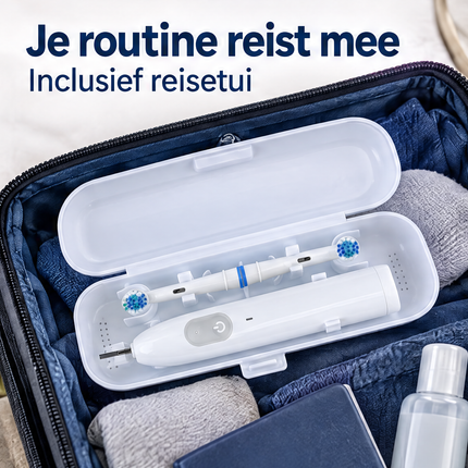 Cheqo® Elektrische Tandenborstel - Roterend - Oplaadbaar - Ronde Borstelkop - 3 Poetsstanden - 2-Minuten Timer - met Reisetui - Opzetborstels - Wit - voor Volwassenen - Oscillerend - USB-C — infographic 5