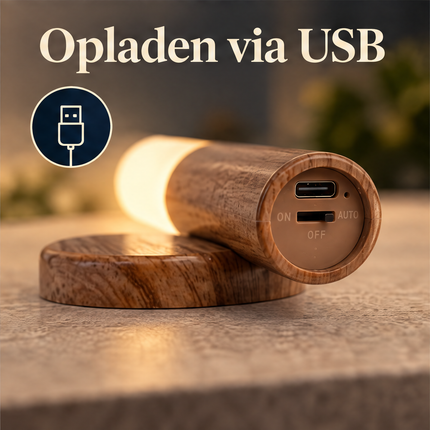 Cheqo® Nachtlampje met Bewegingssensor - Draadloze Wandlamp - LED Nachtlamp - USB Oplaadbaar - Magnetisch - Sensor Lampje - Muurlamp Binnen - Trapverlichting - Kastverlichting - Bedlamp voor Slaapkamer en Kinderkamer - Warm Wit - Houten Wandlamp — infographic 5