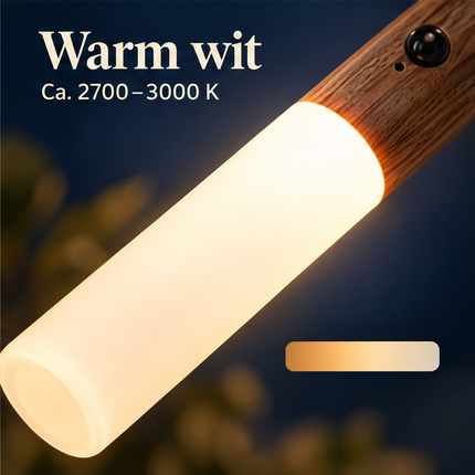Cheqo® Nachtlampje met Bewegingssensor - Draadloze Wandlamp - LED Nachtlamp - USB Oplaadbaar - Magnetisch - Sensor Lampje - Muurlamp Binnen - Trapverlichting - Kastverlichting - Bedlamp voor Slaapkamer en Kinderkamer - Warm Wit - Houten Wandlamp — infographic 6