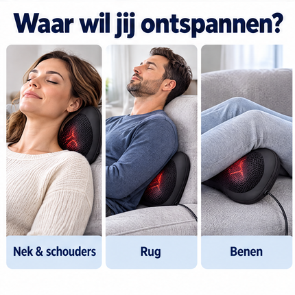 Cheqo® Shiatsu Massagekussen - Nekmassage Apparaat - Massagekussen Nek en Rug - met Warmtefunctie - Shiatsu Massage - Kneedmassage - voor Nek Schouders en Rug - Infrarood Massage - Rugmassage Apparaat - Schoudermassage - Massagekussen voor Auto — infographic 4