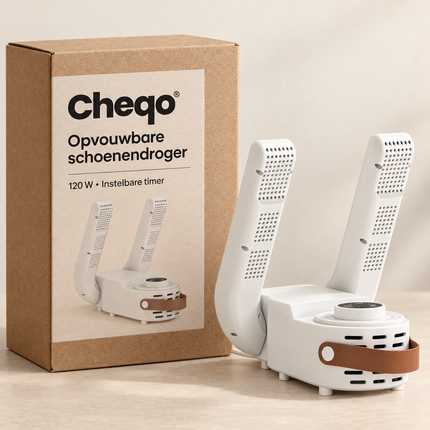 Foldable Shoe Dryer With Timer — Cheqo verpakkingsconcept