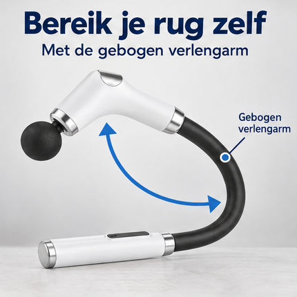 Cheqo® Massagepistool met 4 Opzetstukken - Massage Gun - Massageapparaat met Verlengarm - Nekmassage - Rugmassage - Schoudermassage - Spiermassage - Spierherstel - Triggerpoint Massage - Sportmassage - Zelfmassage - Massage Pistool Wit — infographic 1