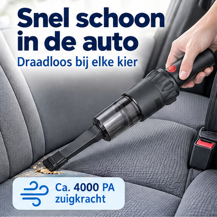 Cheqo® Kruimeldief - Handstofzuiger - Draadloos - Kruimelzuiger - Snoerloos - Autostofzuiger - Auto Stofzuiger - Cycloon - Zakloos - Mini Stofzuiger - USB Oplaadbaar - met Opzetstukken - Kierenzuiger - Compact - voor Auto en Huis - Draagbaar — infographic 1