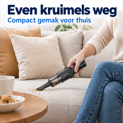 Cheqo® Kruimeldief - Handstofzuiger - Draadloos - Kruimelzuiger - Snoerloos - Autostofzuiger - Auto Stofzuiger - Cycloon - Zakloos - Mini Stofzuiger - USB Oplaadbaar - met Opzetstukken - Kierenzuiger - Compact - voor Auto en Huis - Draagbaar — infographic 5